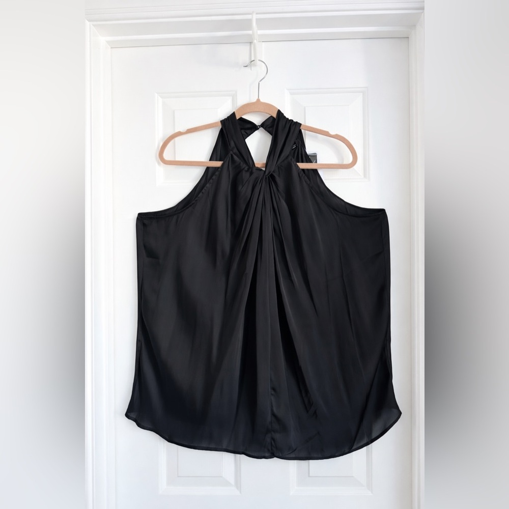torrid Black Halter Tie Neck Satin Blouse
